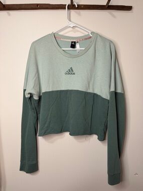 adidas Two-Tone Mint and‎ Forest Green Cropped Sweatshirt